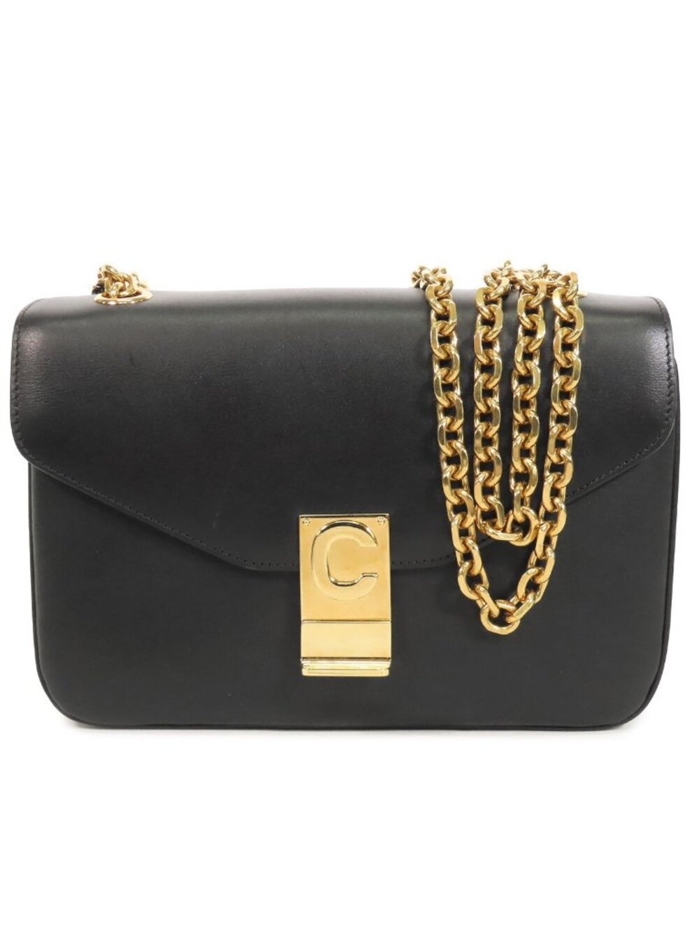 Celine C Chain Black Leather Medium Shoulder Bag